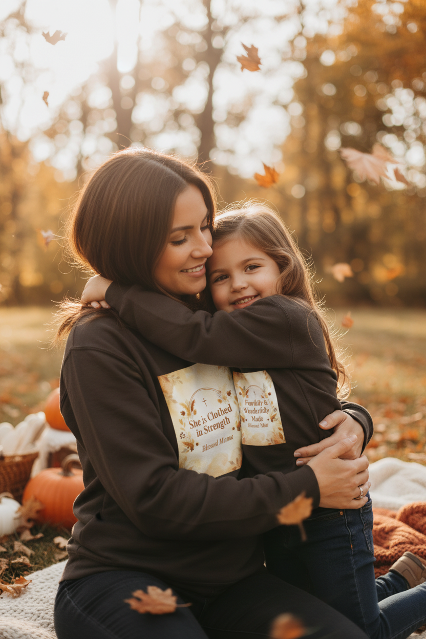 She is Clothed in Strength | Mama + Mini Matching Sweatshirt Set